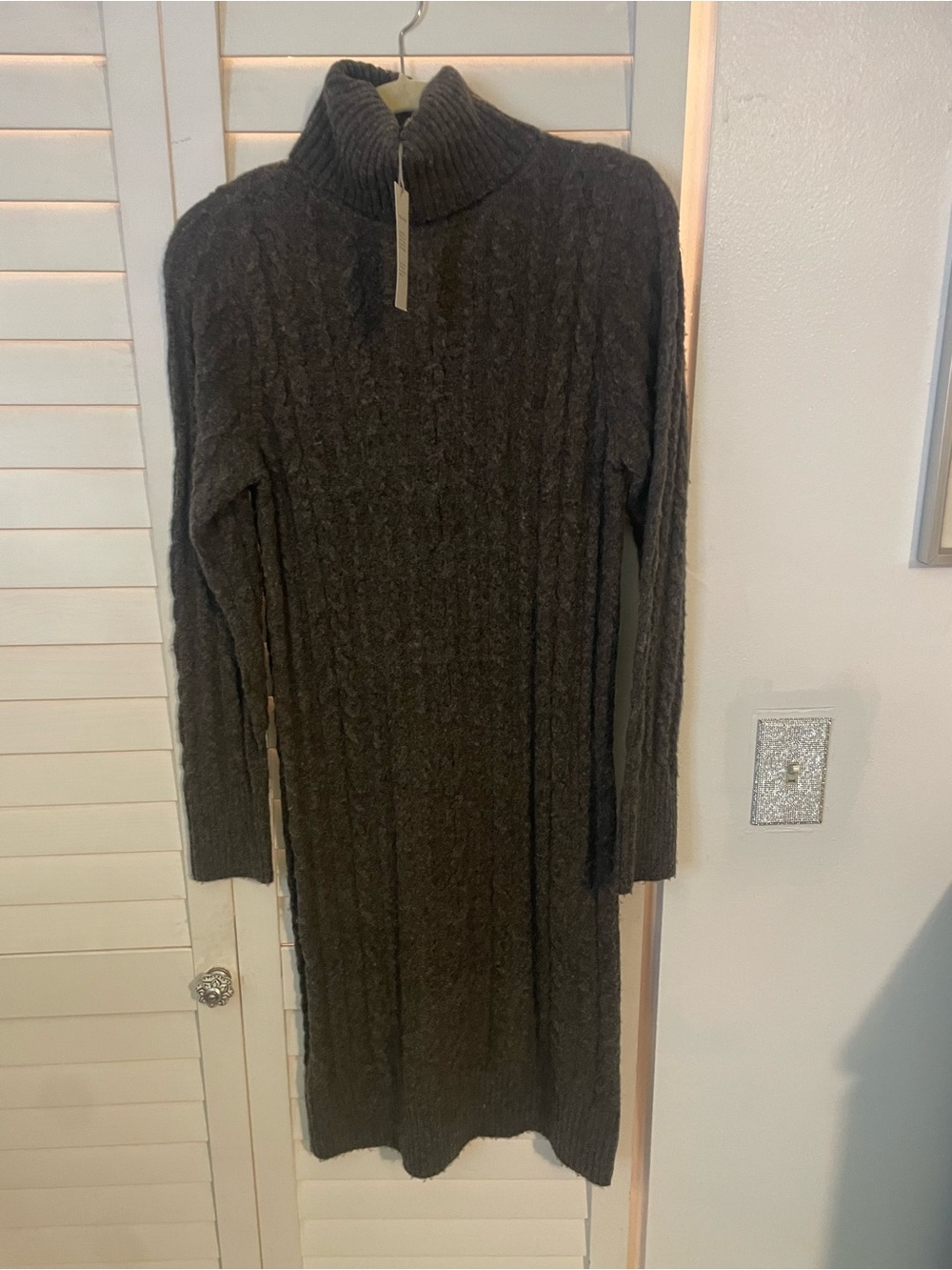 NWT A New Day Brown Cable Knit Turtleneck Sweater Dress Size XS